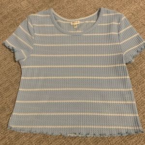 light blue and white striped crop top